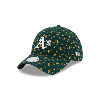 Green Oakland Athletics Hat - New Era MLB Floral 9TWENTY Adjustable Caps USA3927845